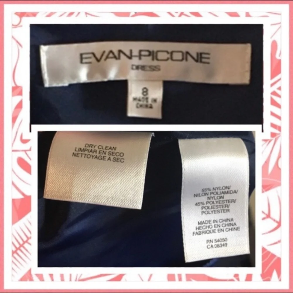 Evan-Picone Shimmering Sapphire Blue Ruffled Collar Wrap Dress - Picture 5 of 6